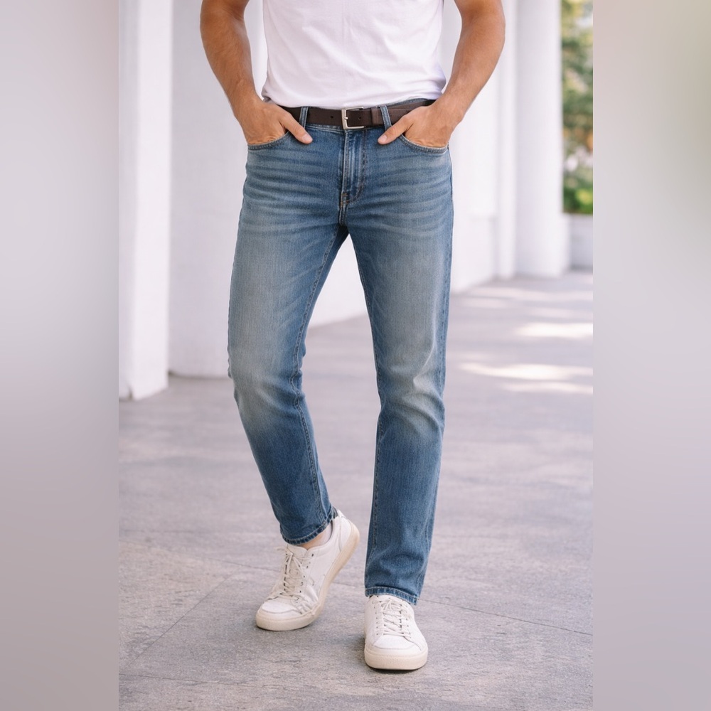 AllSaints Men’s Skinny Jeans in Light Blue Denim